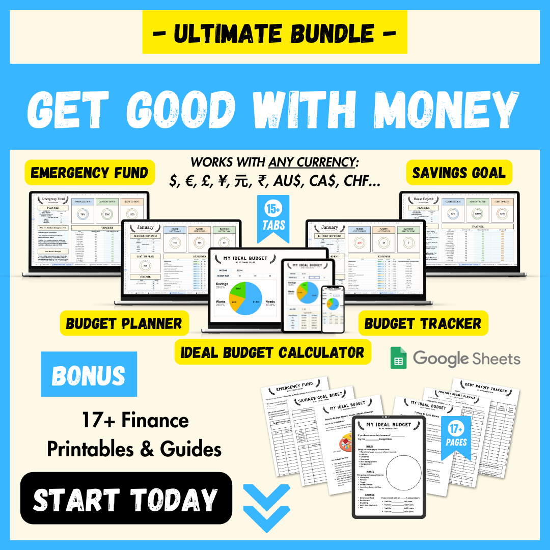 BUNDLE – Get Good With Money – Budget Planners, Trackers, Calculators, and a Crash Course to Fix Your Finances